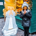 Christmas market stall selling guardian angels